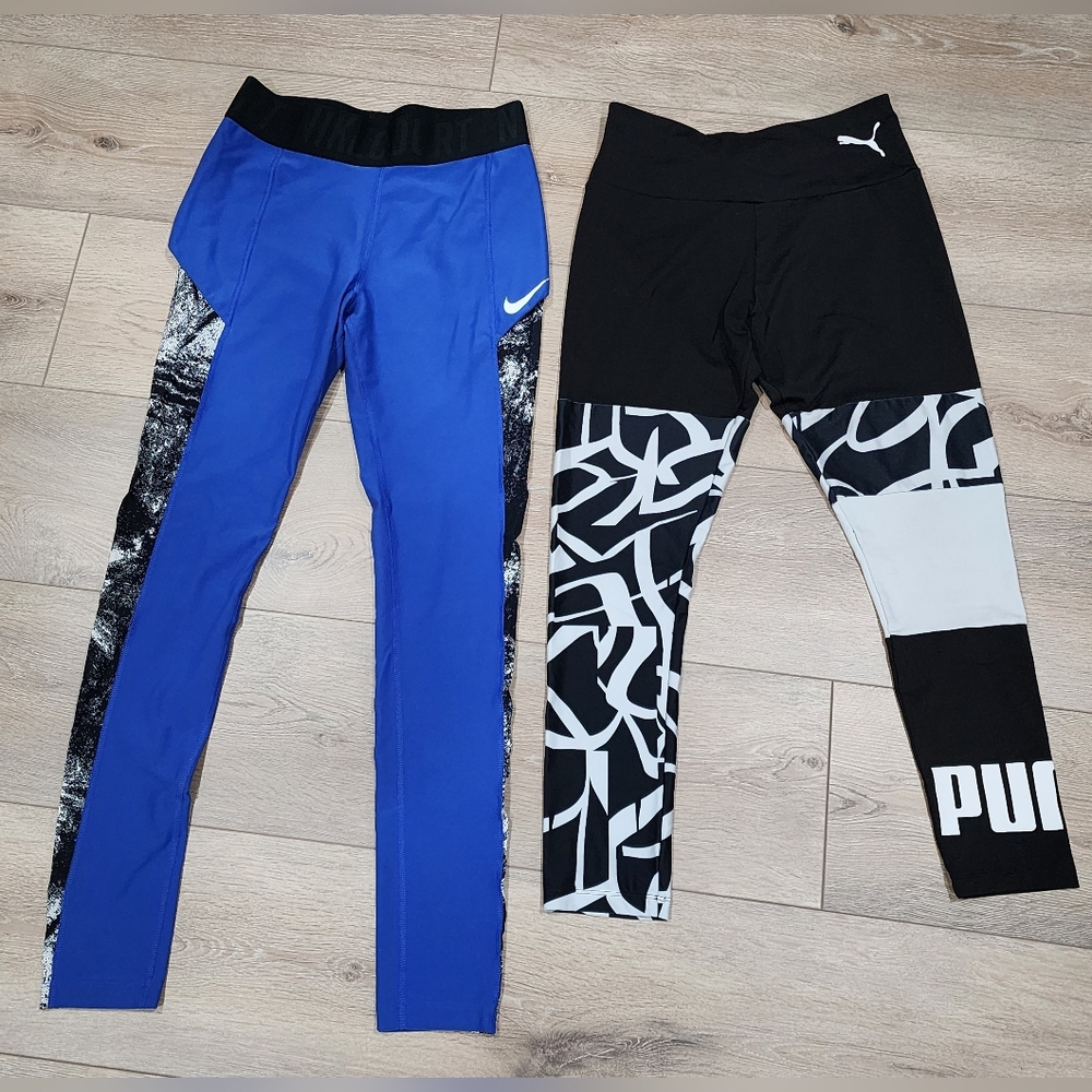 Lot of 2 Womens Nike Puma Leggings Capri Activewear Size M